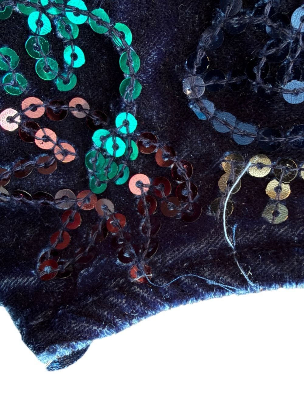 Free People Navy Velvet Bohemian Embroidered Sequin Mini Party Dress Size XS - Picture 8 of 12